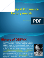 Internship at Ordanance Factory Medak