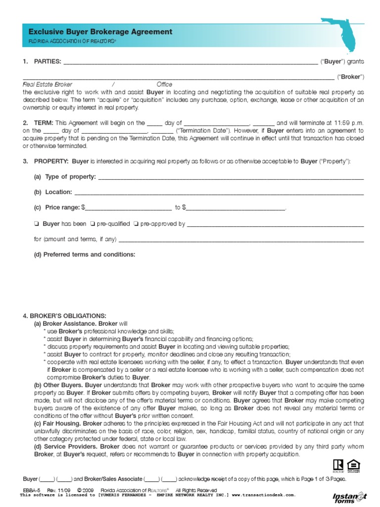 Buyer Broker Agreement PDF Real Estate Broker Option (Finance)