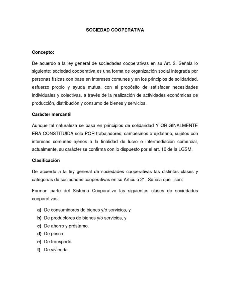 Principios de las Sociedades Cooperativas | PDF | Cooperativa | Bienes