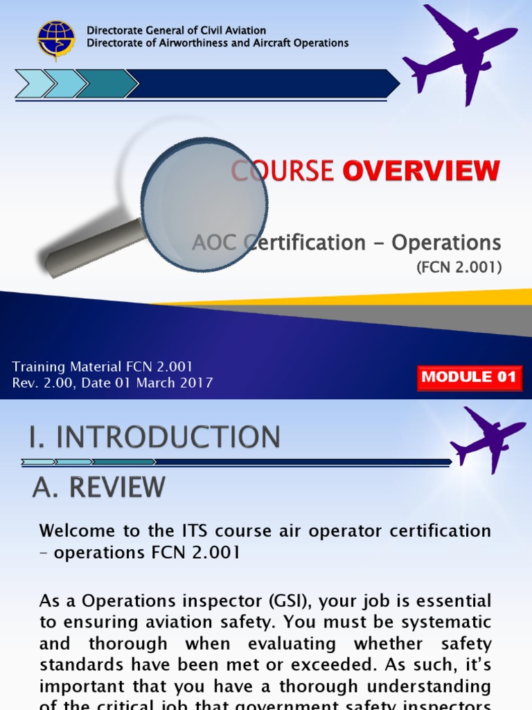 AOC Certification Course Overview | PDF | Federal Aviation ...