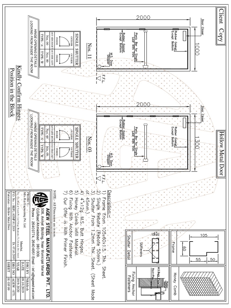 Steel Door Drawings PDF Door Components