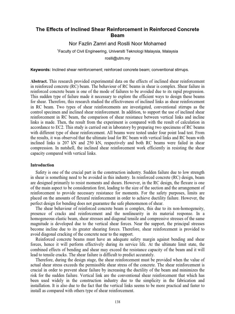 Inclined Shear Reinforcement in Beams | PDF | Beam (Structure) | Bending