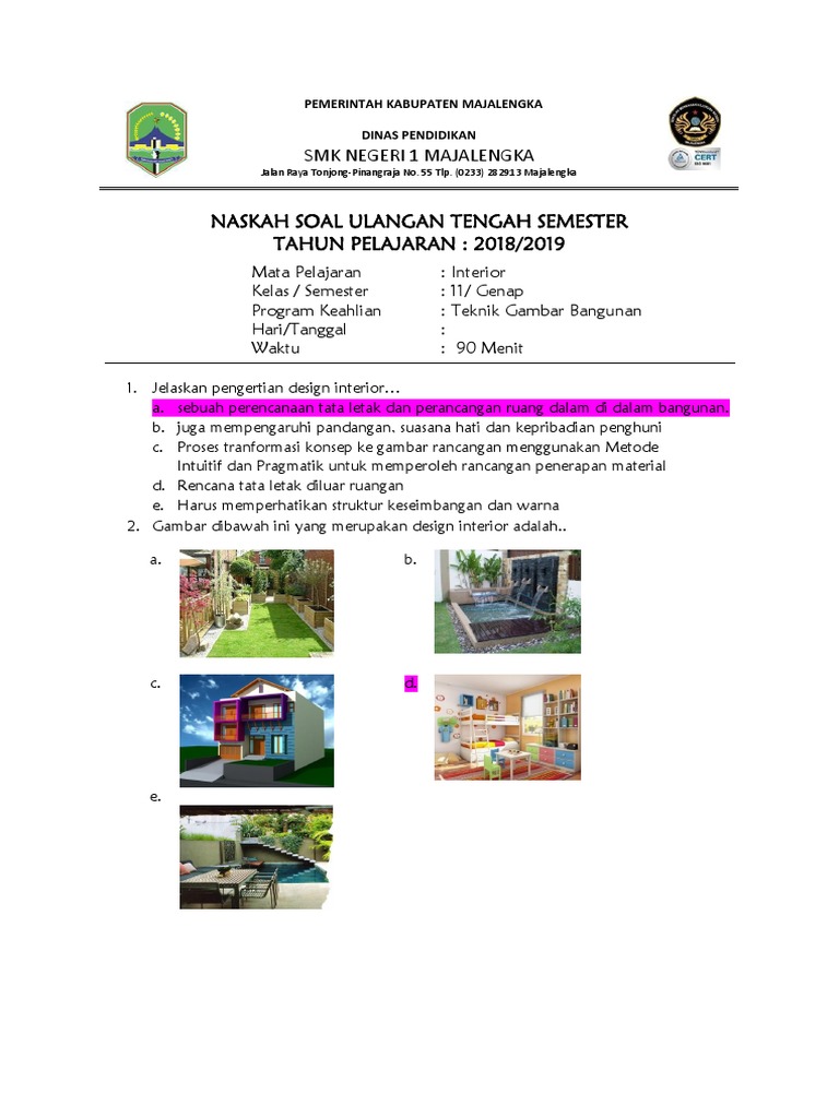 Interior Design Exam Questions PDF