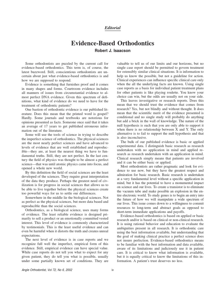 Evidence Based Orthodontics 1 | PDF | Evidence Based Medicine | Case Report