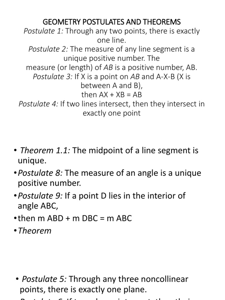 Geometry Postulates and Theorems PDF