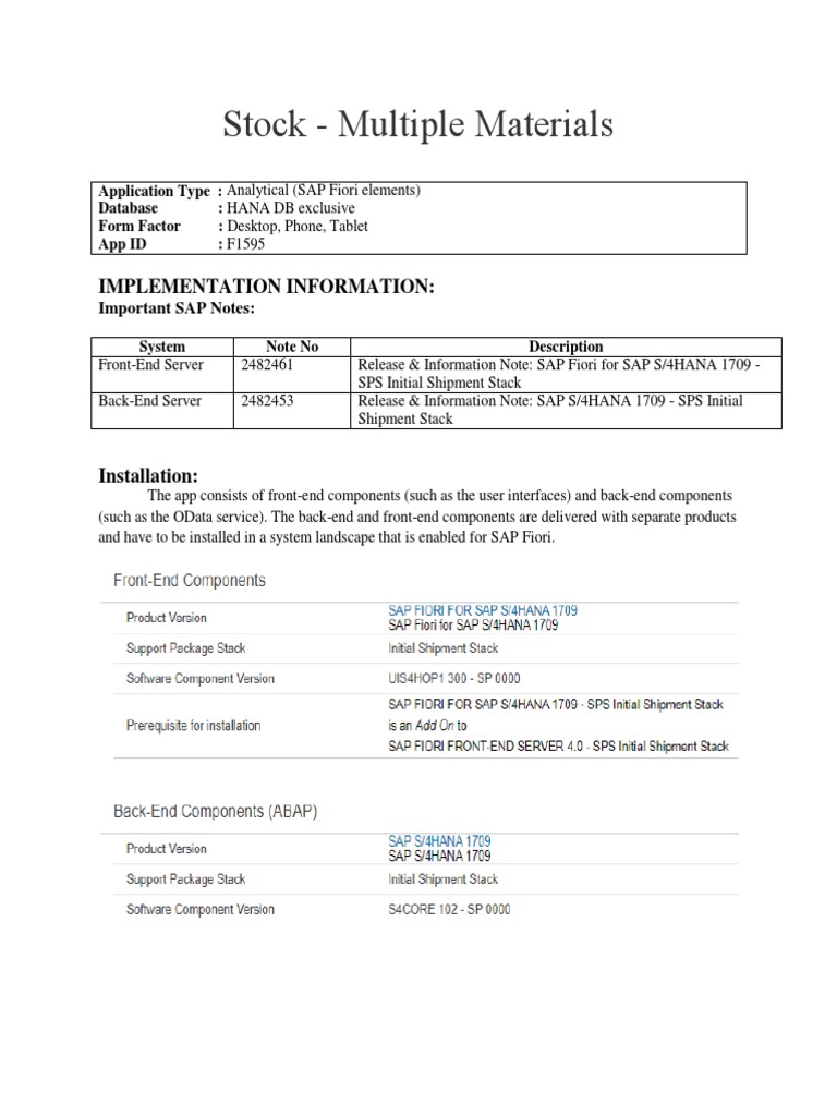 Stock Overview for Multiple Materials | PDF