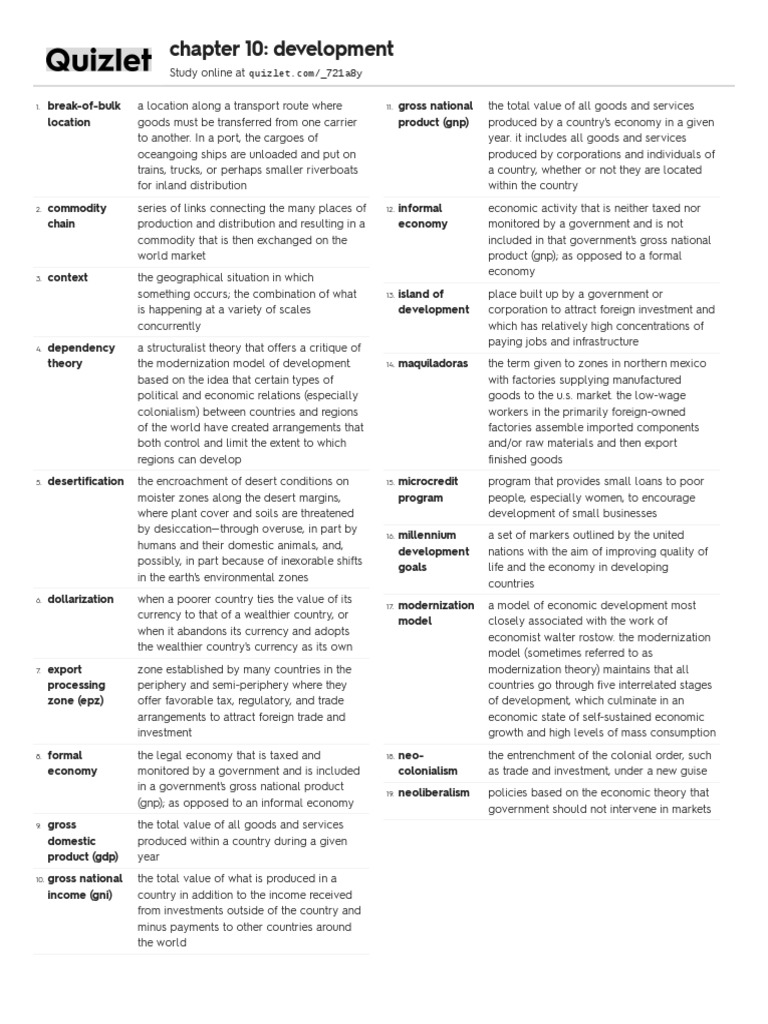Chapter 10 Development Pdf Economic Development Economics