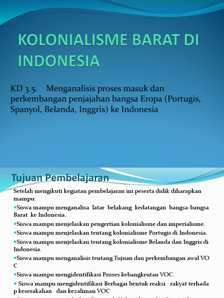 Kolonialisme Dan Imperialisme Barat Di Indonesia