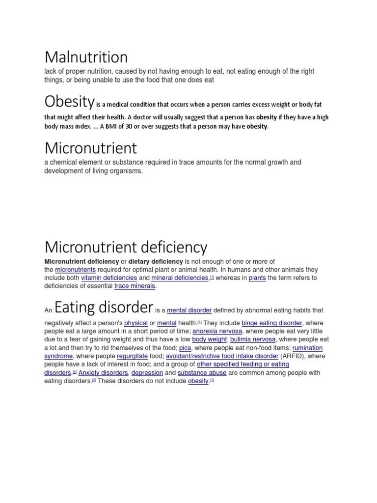 Nutrition and Eating Disorders Overview | PDF