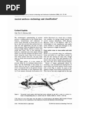 Ancient Anchors-technology and Classification
