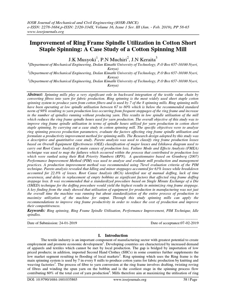IE Capacity Calculation in Spinning PDF Spinning (Textiles) Textiles