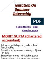 Presentation On Summer Internship: Submitted by - Gopi Chandra Gupta