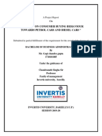 A Study On Consumer Buying Behaviour Towards Petrol Cars and Diesel Cars