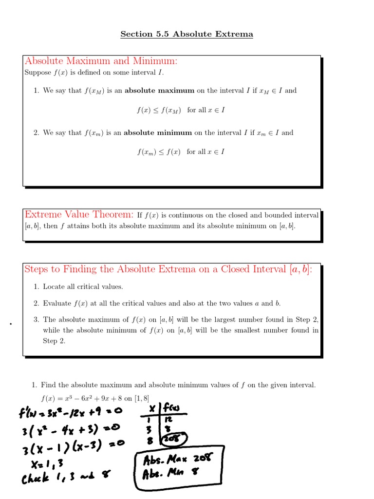 Finding Absolute Maxima and Minima | PDF | Maxima And Minima ...