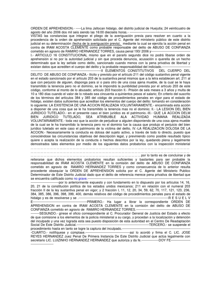Orden de Aprehension | PDF | Propiedad | Derecho penal