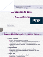 Introduction To Java: - Access Specifiers