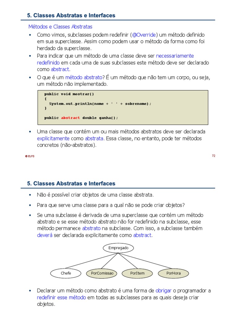 Métodos e Classes Abstratas @override | PDF | Classe (programação de ...