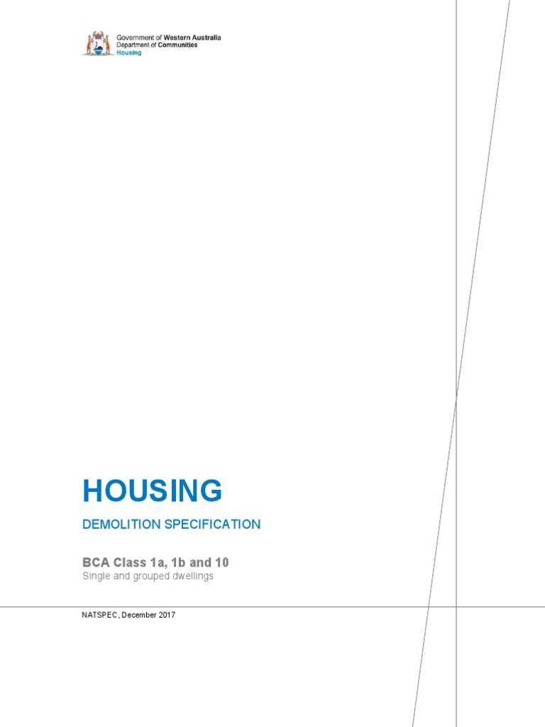 Demolition Specification BCA Building Classes 1 and 10 PDF