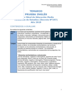 Guía de contenidos y habilidades evaluadas en la prueba de inglés Nivel 1 Educación Media