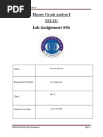 Lab Assignment #06: Electric Circuit Analysis I EEE-121