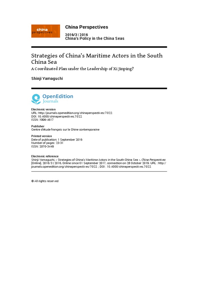 Strategies of China's Maritime Actors in The South China Sea | PDF ...