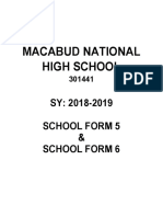 Macabud National High School: SY: 2018-2019 School Form 5 & School Form 6