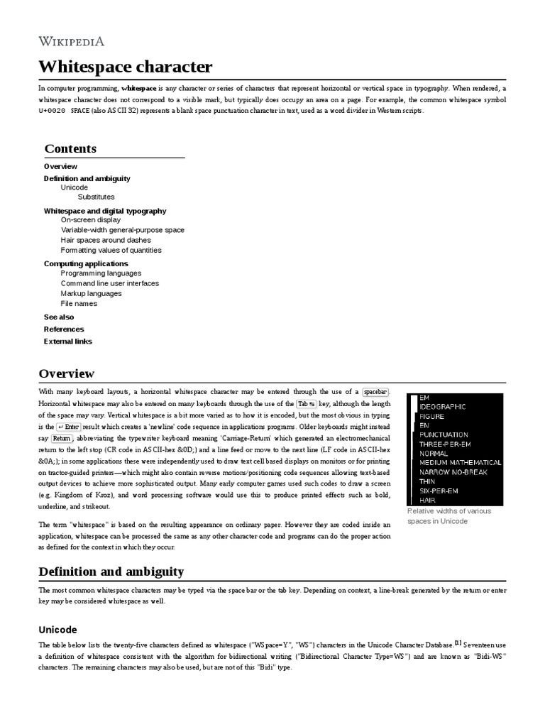 Whitespace Character: Definition and Ambiguity | PDF | Written ...