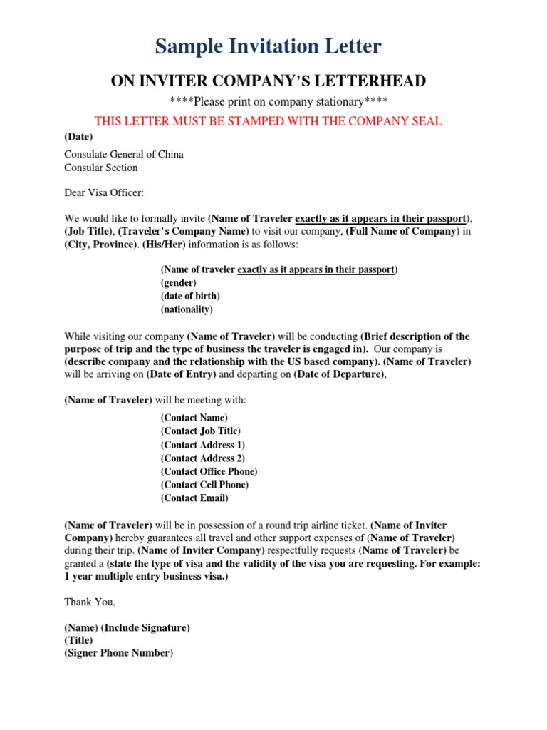 Sample Business Invitation Letter