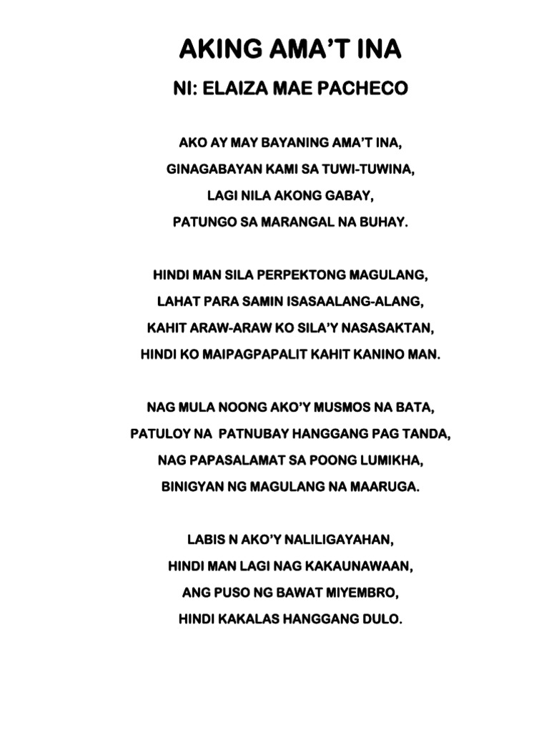 Aking Ama't Ina | PDF