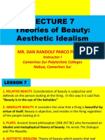 Lecture 7. (Theories of Beauty) Aesthetic Platonism