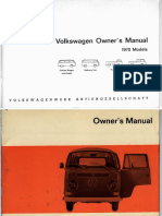 January 1970 VW Bus Owners Manual