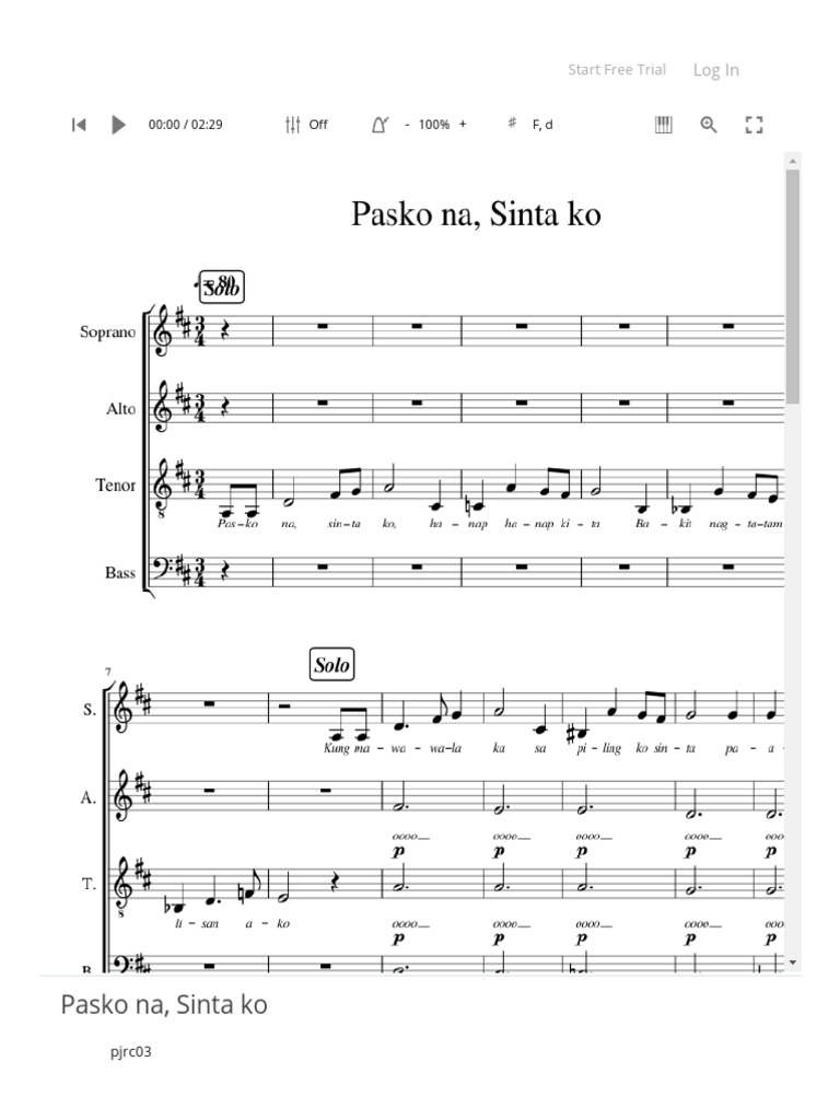 Pasko Na, Sinta Ko in You Sheet Music for Piano Download Free in PDF or ...