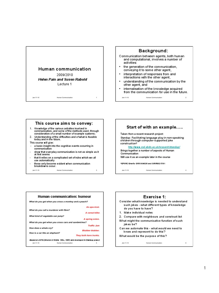 Understanding Human Communication | PDF | Jokes | Communication
