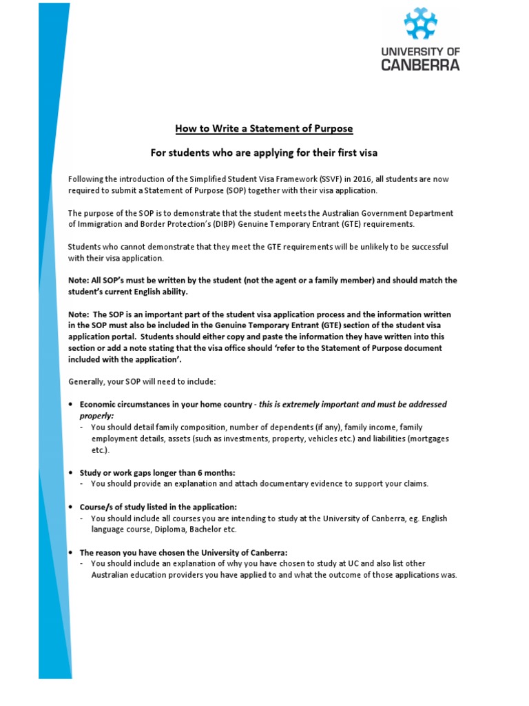 How To Write A Statement of Purpose First Visa Application  PDF