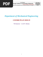 Department of Mechanical Engineering: COURSE PLAN 2018-19