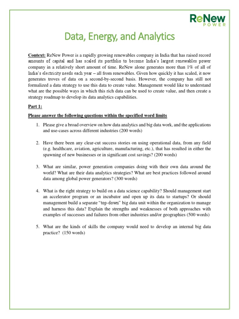 Data Analytics Strategy for ReNew Power | PDF | Big Data | Analytics