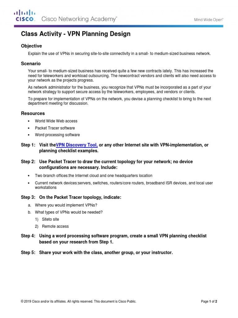3.6.1.1 Class Actvity - VPN Planning Design | PDF | Virtual Private ...