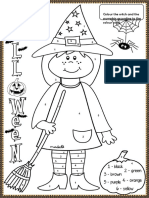 Colour The Witch and The Pumpkin According To The Colour Code