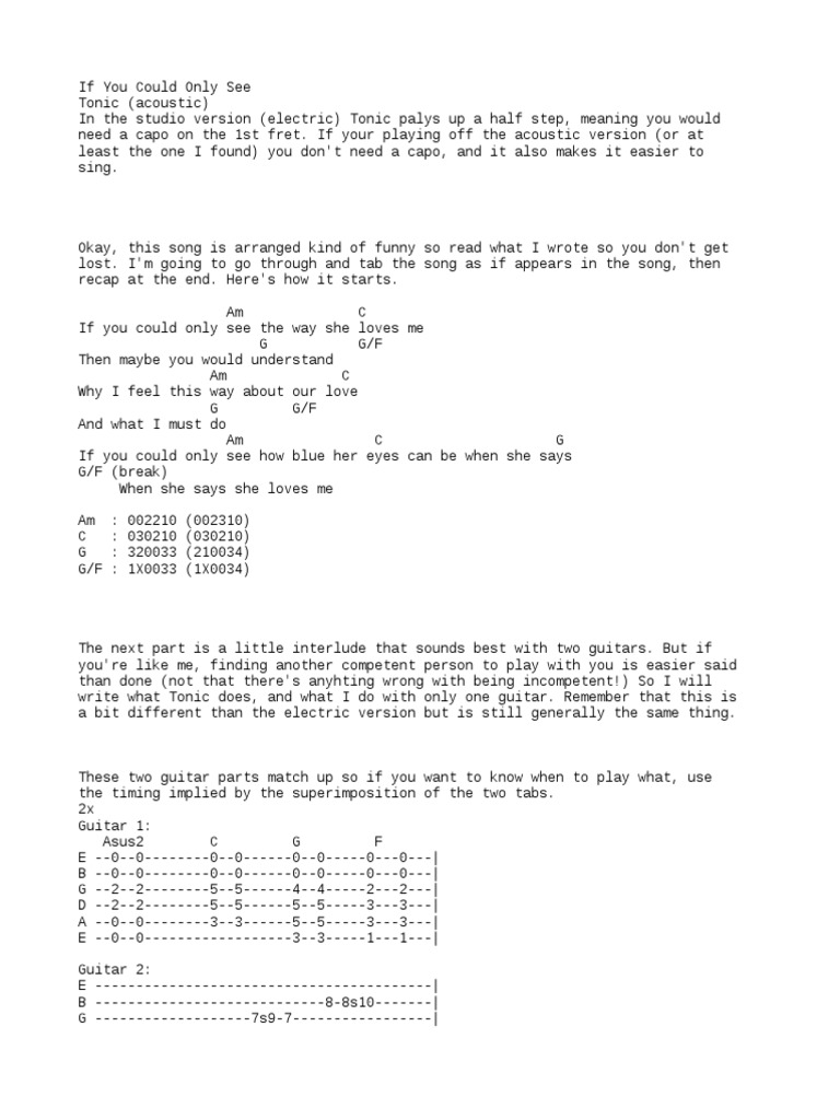 If You Could Only See | PDF | Guitars | Sound Recording