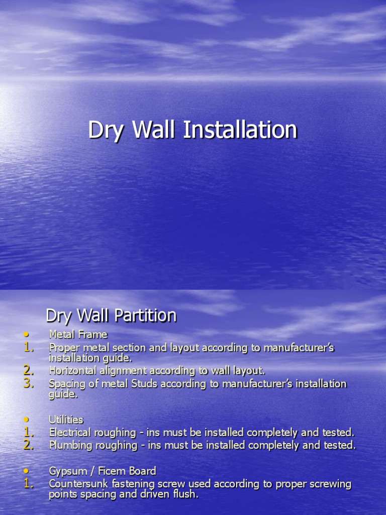Drywall Installation Guidelines | PDF | Drywall | Wall