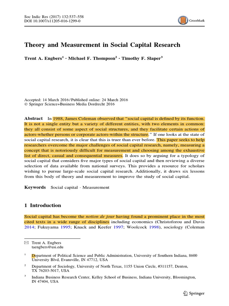 Social Capital Measurement Challenges | PDF | Social Capital | Social ...