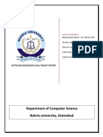 Department of Computer Science Bahria University, Islamabad: Software Engeenring Final Project Report