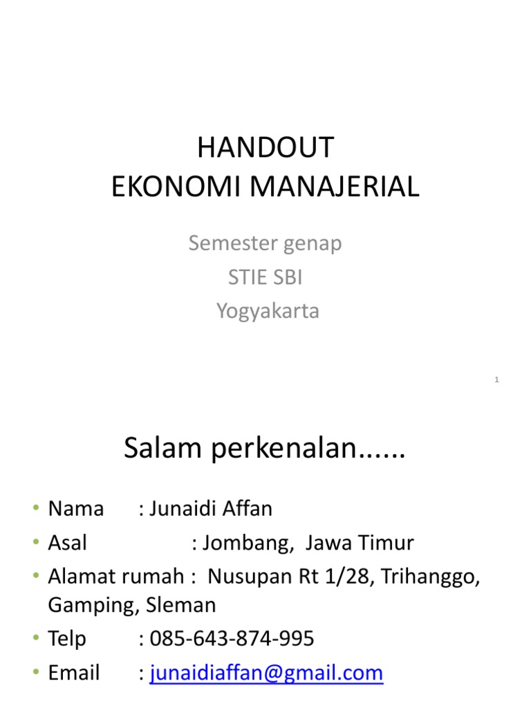 Ekonomi Manajerial Untuk Sbi