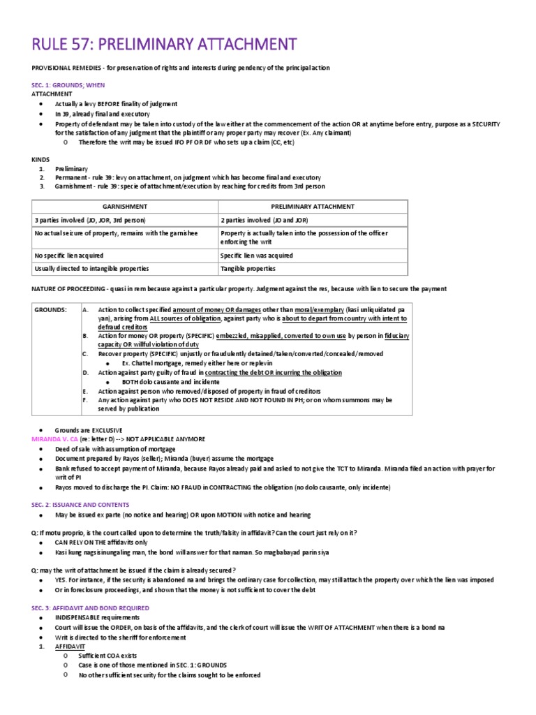 Rule 57: Preliminary Attachment: Sec. 1: Grounds When | PDF | Judgment ...