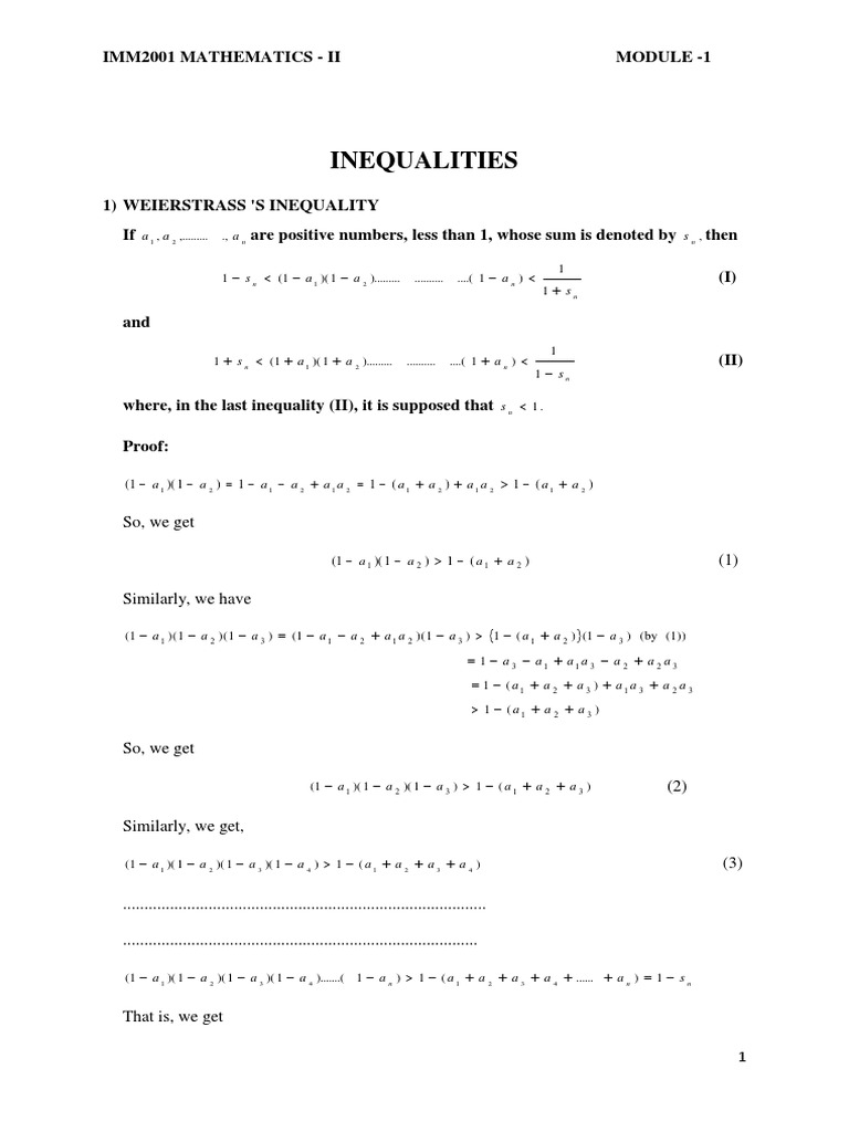 Inequalities in Positive Numbers | PDF | Arithmetic Mean | Fraction ...
