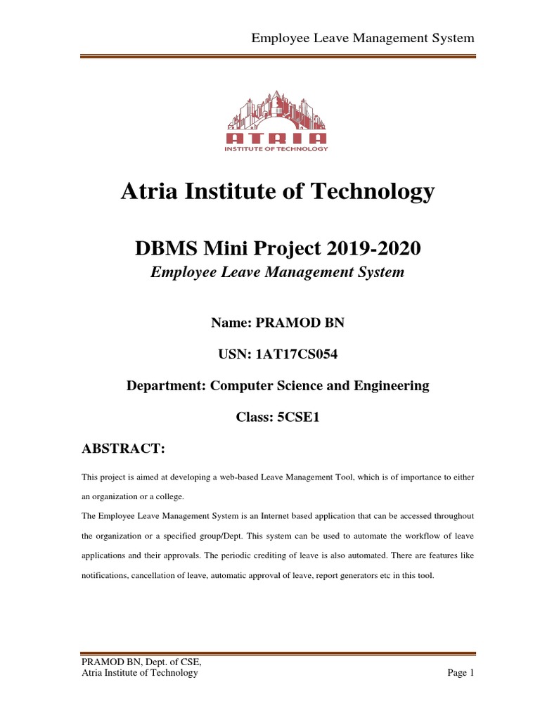 Atria Employee Leave Management System | PDF | Databases | Java Script