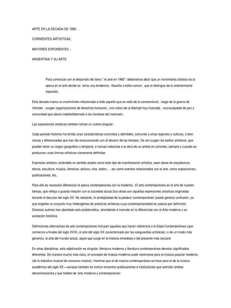 Arte en La Decada de 1960 | PDF | Minimalismo | Arte contemporáneo
