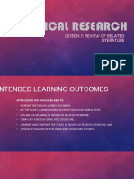 Practical Research: Lesson 7: Review of Related Literature