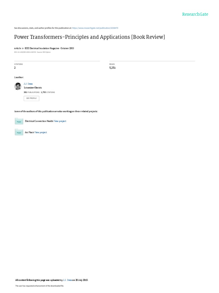Power TransformersPrinciples and Applications Boo PDF Transformer