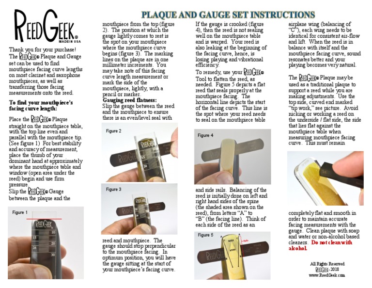 To Find Your Mouthpiece's Facing Curve Length Gauging Reed Flatness